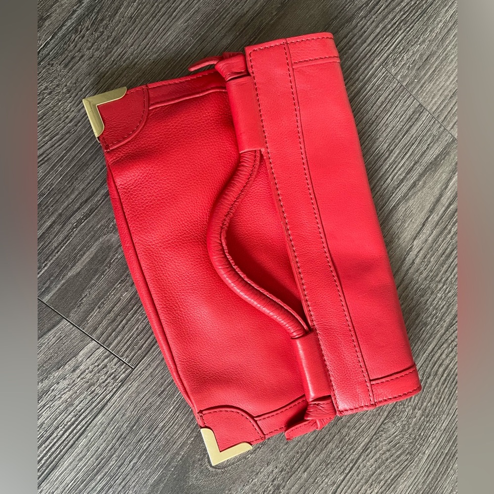 Foley + Corianna Red Clutch with Gold Accents